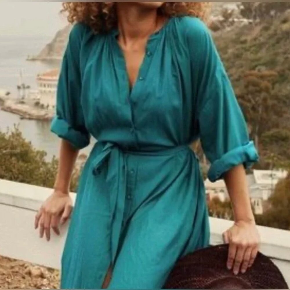 DÔEN Joan Maxi Dress — Dusty Teal — Size S — Good Condition - Picture 2 of 6